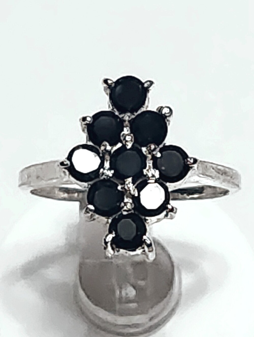 1.00 ct Sapphire Sterling Silver Cluster Ring size 6.5